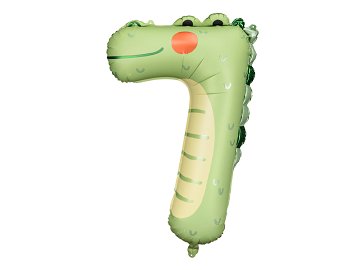 Foil Balloon Number 7 - Crocodille, 56x85 cm, mix