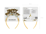 Headband Happy Birthday, 14.5x19 cm, gold