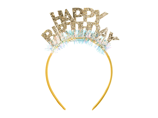 Headband Happy Birthday, 14.5x19 cm, gold