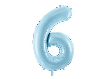 Foil Balloon Number ''6'', 86cm, light blue