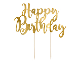 Cake topper Happy Birthday, gold, 22.5cm