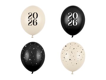 Balloons 30 cm, Happy New Year 2026, Pastel Mix (1 pkt / 50 pc.)