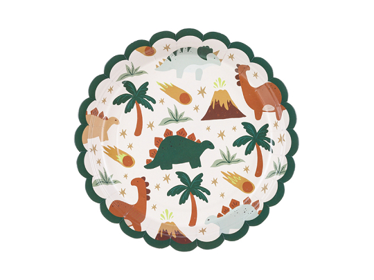 Paper plates Dinosaurs, 18x18 cm, mix (1 pkt / 6 pc.)