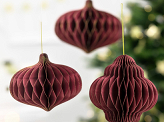 Paper honeycomb ornament Lantern, deep red, 13,2x15cm