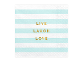 Napkins Yummy - Live Laugh Love, light blue, 33x33cm (1 pkt / 20 pc.)