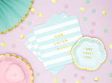 Napkins Yummy - Live Laugh Love, light blue, 33x33cm (1 pkt / 20 pc.)