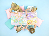 Napkins Yummy - Live Laugh Love, light blue, 33x33cm (1 pkt / 20 pc.)