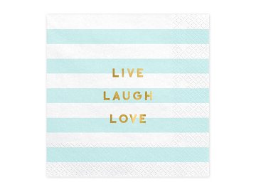 Napkins Yummy - Live Laugh Love, light blue, 33x33cm (1 pkt / 20 pc.)