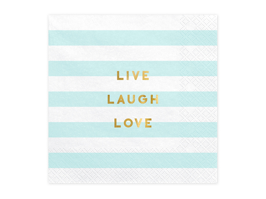 Napkins Yummy - Live Laugh Love, light blue, 33x33cm (1 pkt / 20 pc.)