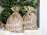 Jute sack Special Surprise, white, 40x55cm