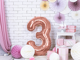 Foil Balloon Number ''3'', 86cm, rose gold