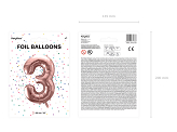 Foil Balloon Number ''3'', 86cm, rose gold