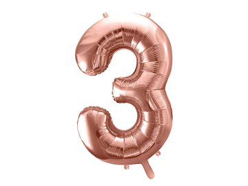 Foil Balloon Number ''3'', 86cm, rose gold