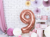 Foil Balloon Number ''9'', 86cm, rose gold