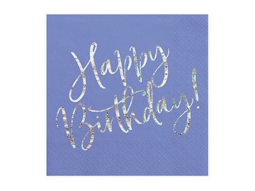 Napkins Happy Birthday, navy blue, 33x33cm (1 pkt / 20 pc.)