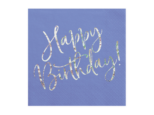 Napkins Happy Birthday, navy blue, 33x33cm (1 pkt / 20 pc.)