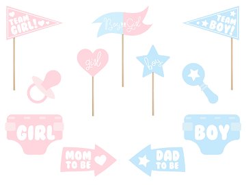 Photo props Gender reveal party, mix (1 pkt / 11 pc.)