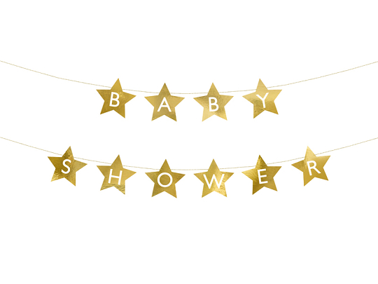Banner Baby shower, 290x16.5 cm, gold