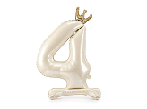 Standing foil balloon number ''4'', 84 cm, light cream