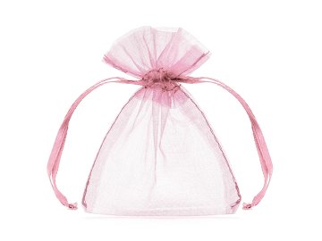 Organza pouches, pink, 10cm (1 pkt / 10 pc.)