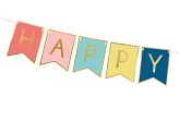 Banner Happy Birthday, mix, 15 x 175 cm