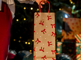 Gift bags Stripes and bows, 12.5x33.5x9 cm, kraft (1 pkt / 6 pc.)