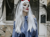 Wig, long hair, silver