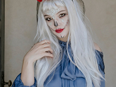 Wig, long hair, silver