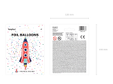 Foil balloon Rocket, 44x115cm, mix