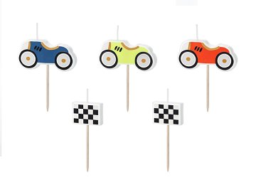 Birthday candles Racing Cars, 2-3 cm, mix (1 pkt / 5 pc.)
