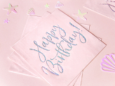 Napkins Happy Birthday, light powder pink, 33x33cm (1 pkt / 20 pc.)