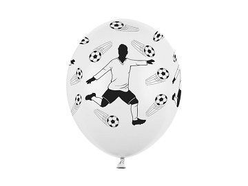 Balloons 30cm, Footballer and balls, Pastel Pure White (1 pkt / 50 pc.)