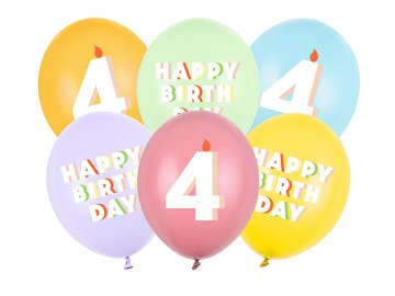 Balloons 30 cm, 4, mix (1 pkt / 6 pc.)