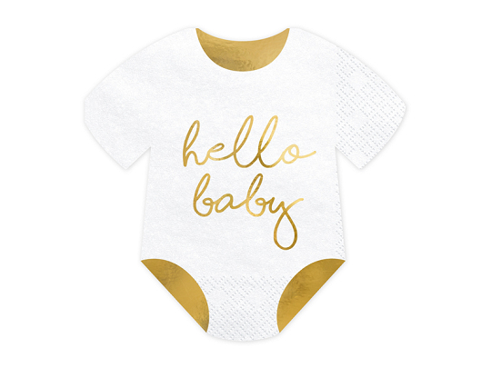 Napkins Baby romper - Hello Baby, white, 16x16cm (1 pkt / 20 pc.)