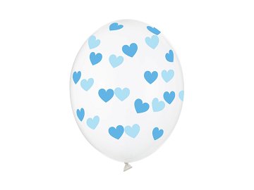 Balloons 30cm, Hearts, Crystal Clear (1 pkt / 6 pc.)