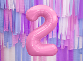 Foil Balloon Number ''2'', 86cm, pink
