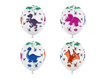 Balloons 30cm, Dinosaurs, Pastel Pure White (1 pkt / 50 pc.)