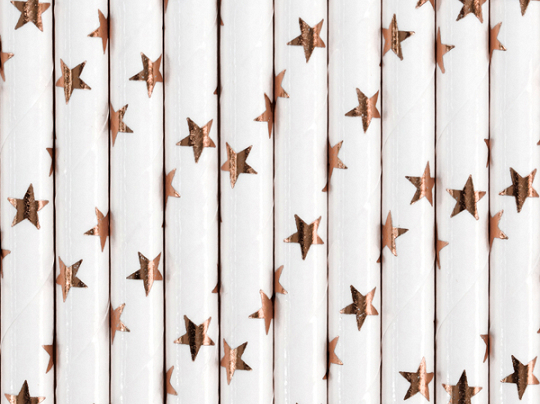 Paper Straws, light rose gold, 19.5cm (1 pkt / 10 pc.)
