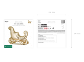 Standing foil balloon Santa's Sleigh, 114x87 cm, gold
