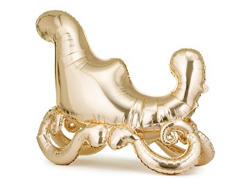 Standing foil balloon Santa's Sleigh, 114x87 cm, gold