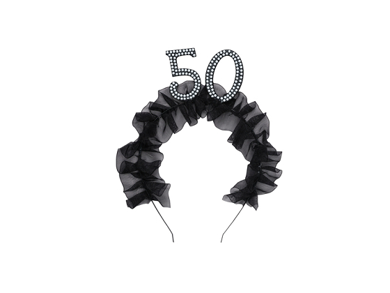 Headband ''50'' with ruffles and pearls