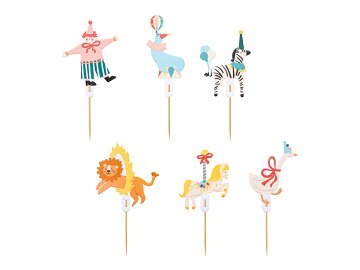 Circus Cupcake Toppers, 9-11.5 cm, mix (1 pkt / 6 pc.)