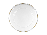 Charger plate with pearls, transparent, diameter approx. 32 cm