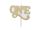Birthday candle ONE, 3.8x6.5 cm, cold gold