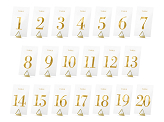 Tranparent table numbers, gold, 7x12cm (1 pkt / 20 pc.)
