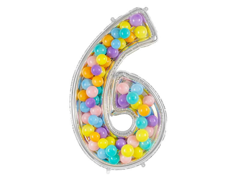 Number Frame '6' for Latex Balloons, 126cm, Silver - Designer ...