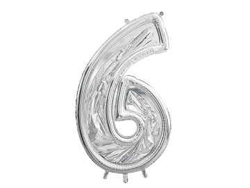 Number Frame '6' for Latex Balloons, 126cm, Silver
