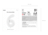 Foil ballon Number ''6'', 86 cm, white