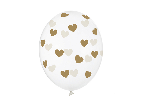 Balloons 30cm, Hearts, Crystal Clear (1 pkt / 50 pc.)
